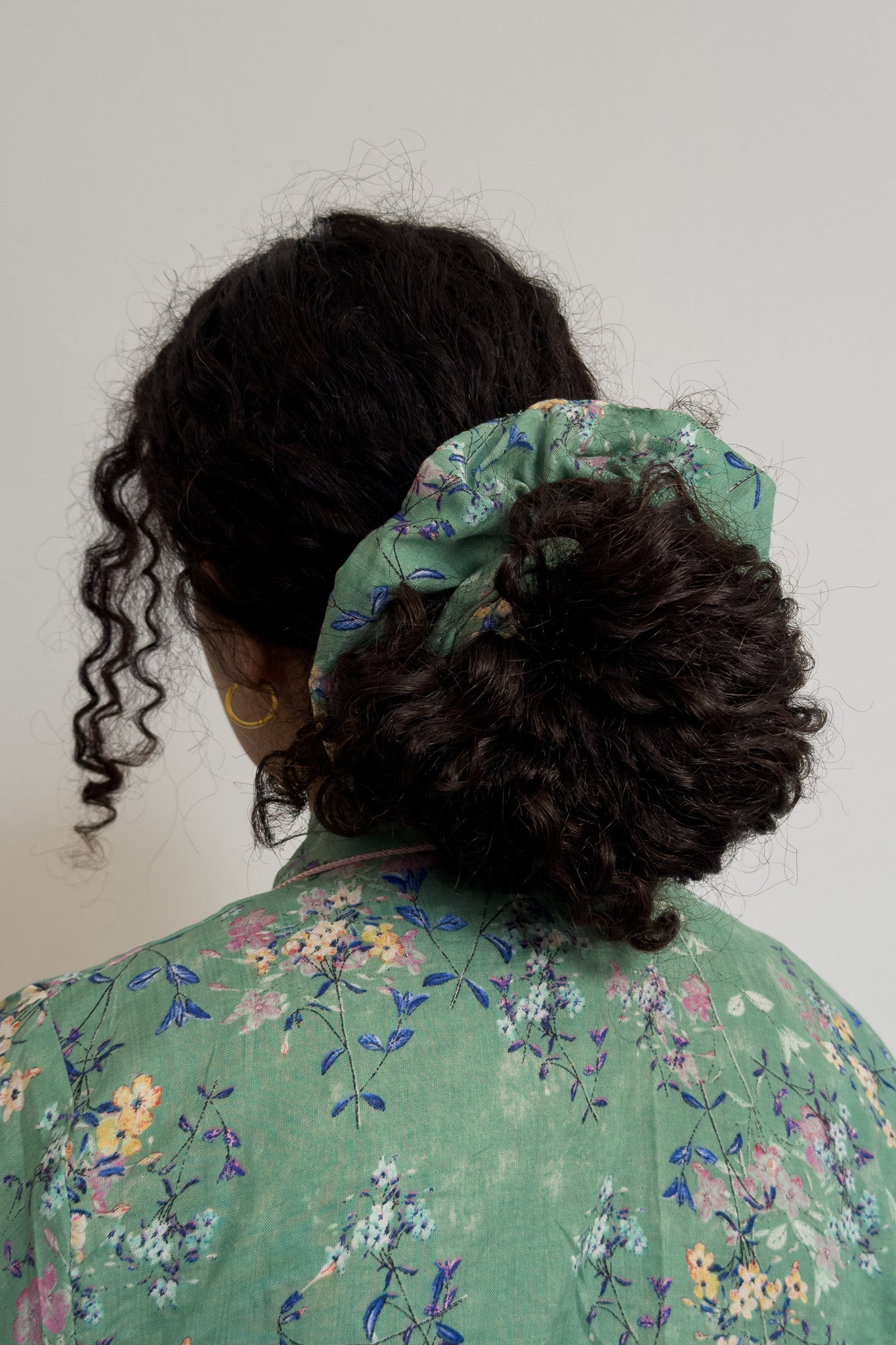 Green Floral Scrunchie