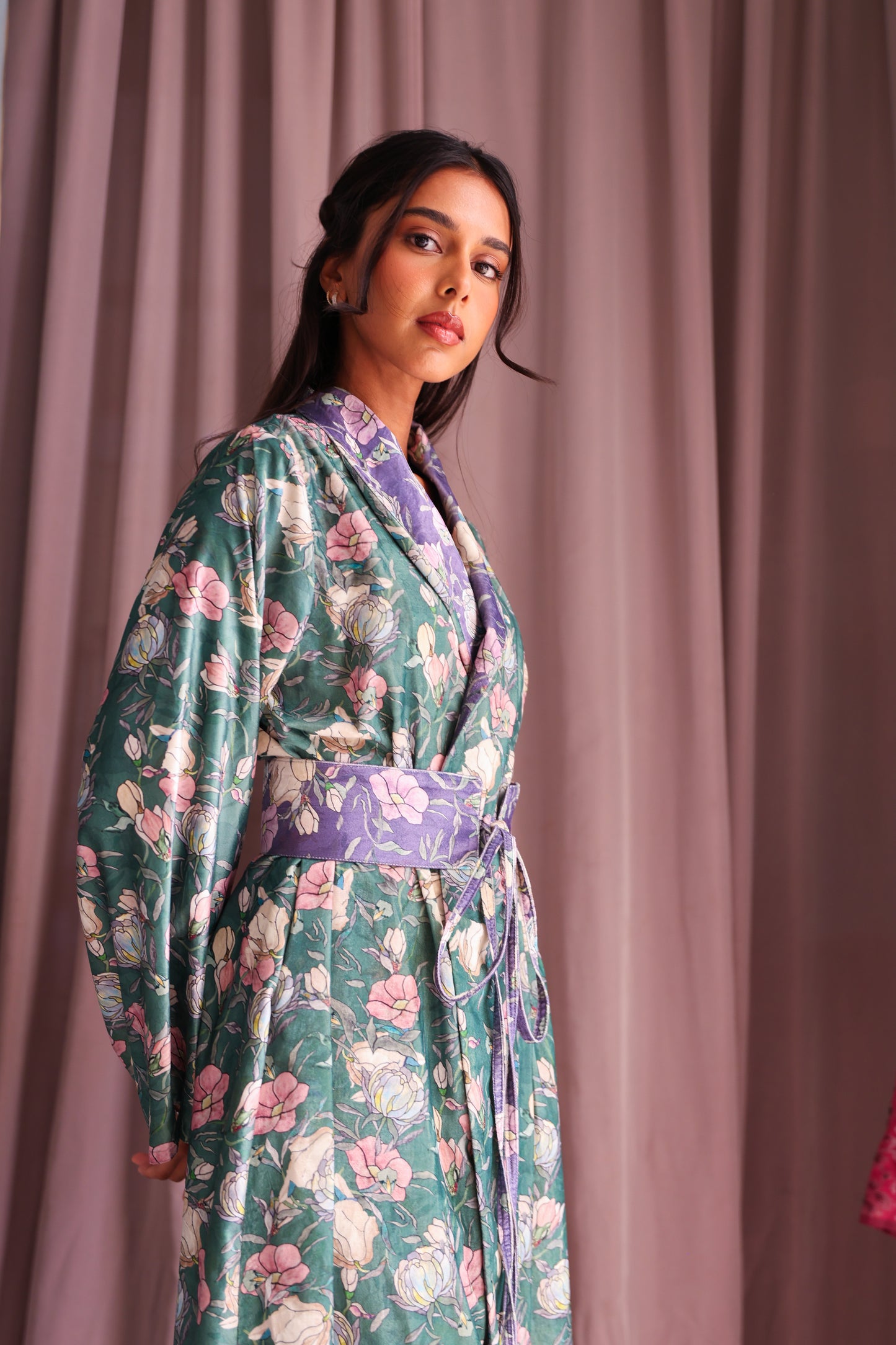 Floral Velvet Maxi Robe