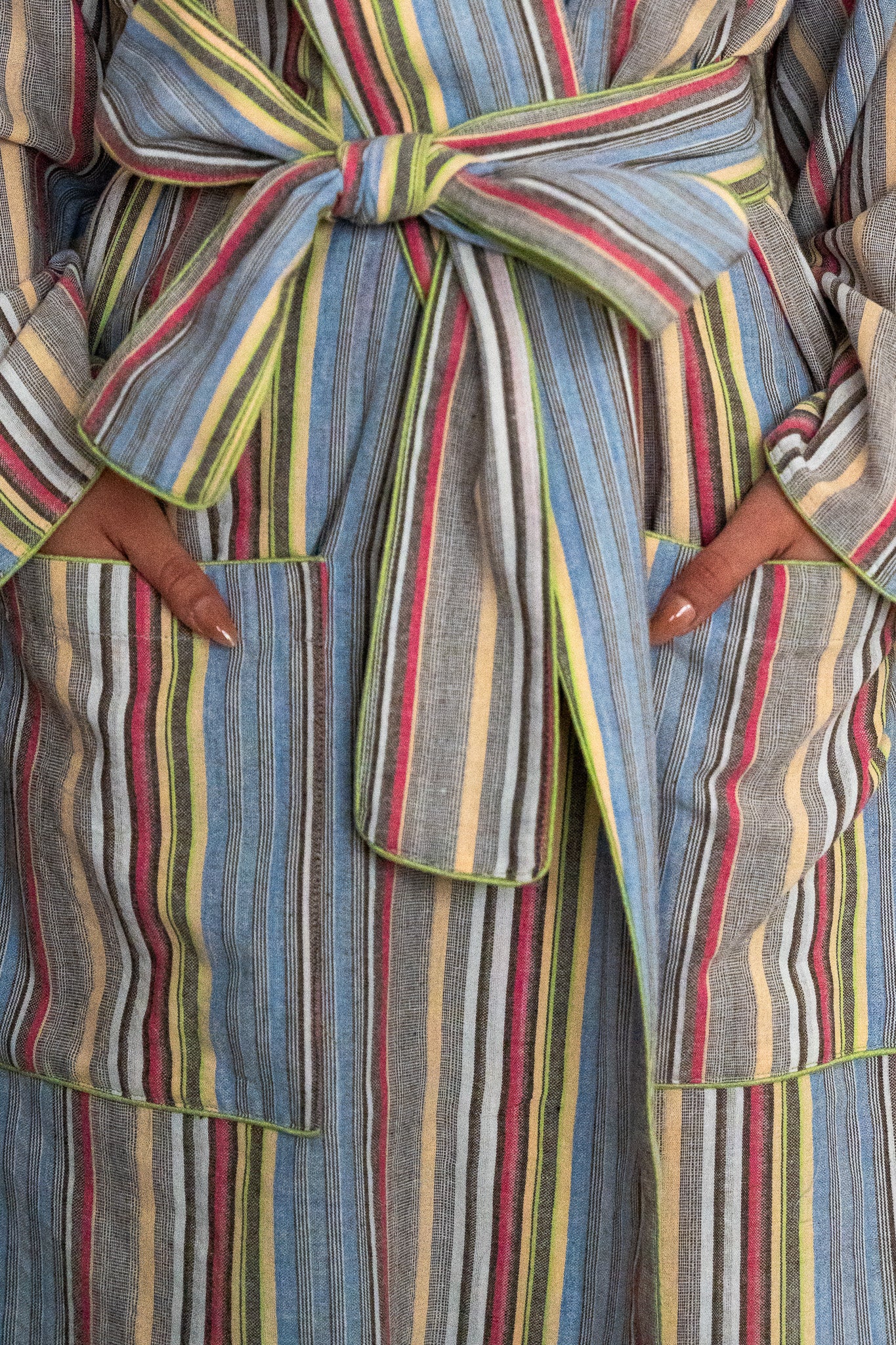 Colorful Stripes Knee Length Robe