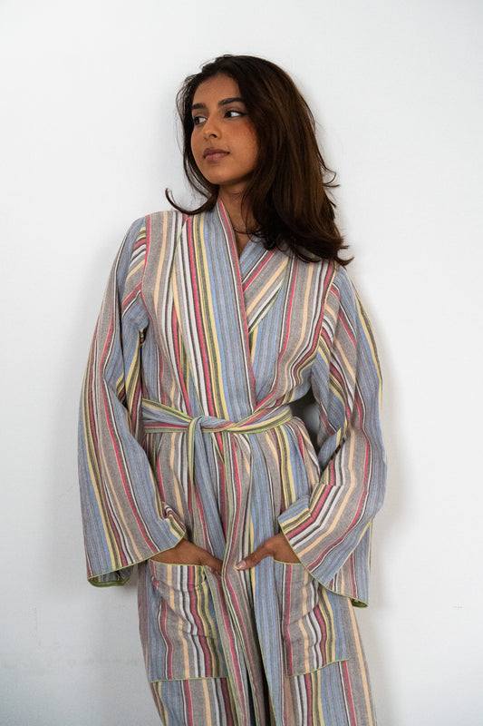 Colorful Stripes Knee Length Robe