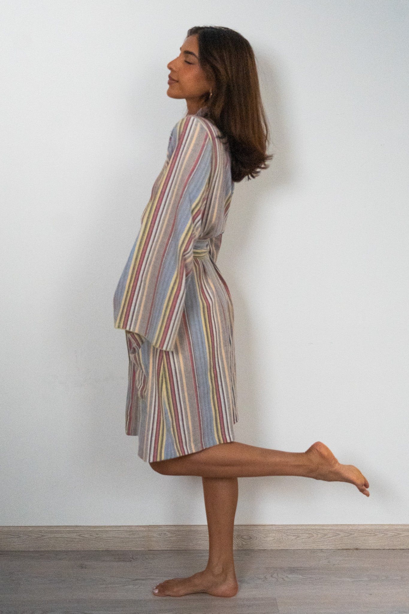 Colorful Stripes Knee Length Robe