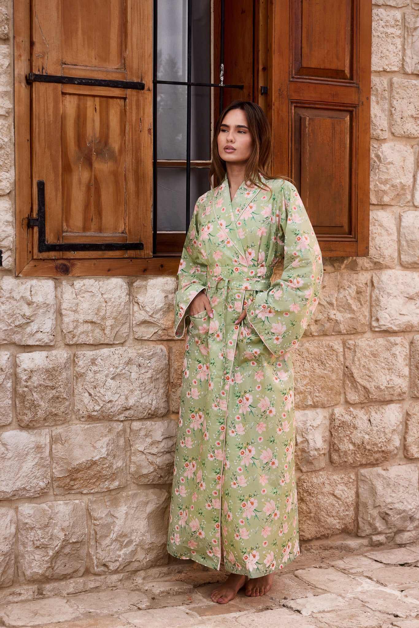 Green Floral Maxi Robe