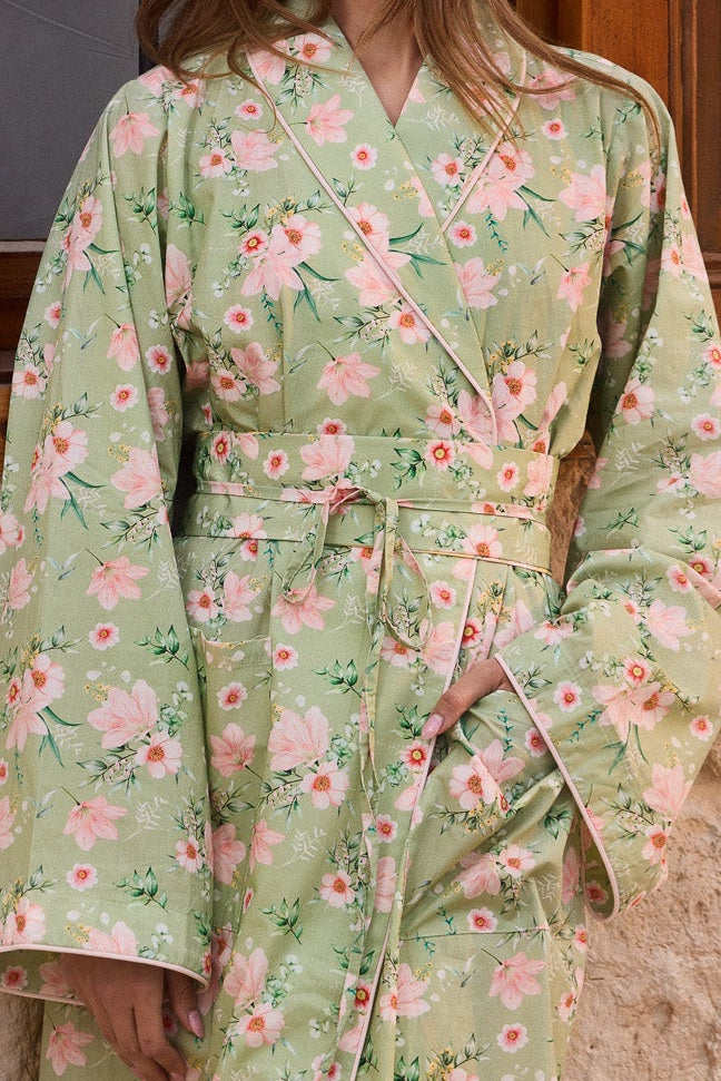 Green Floral Maxi Robe