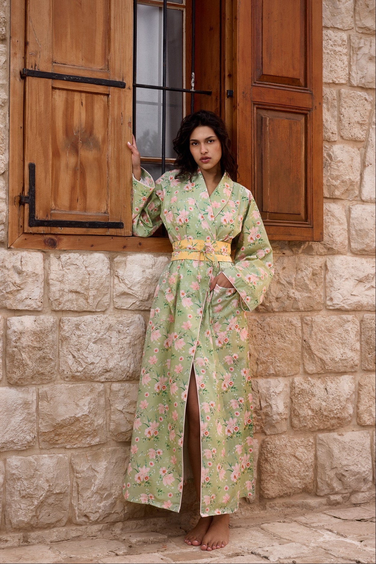 Green Floral Maxi Robe