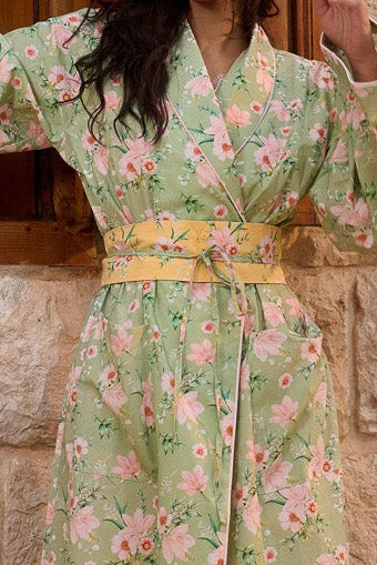 Green Floral Maxi Robe
