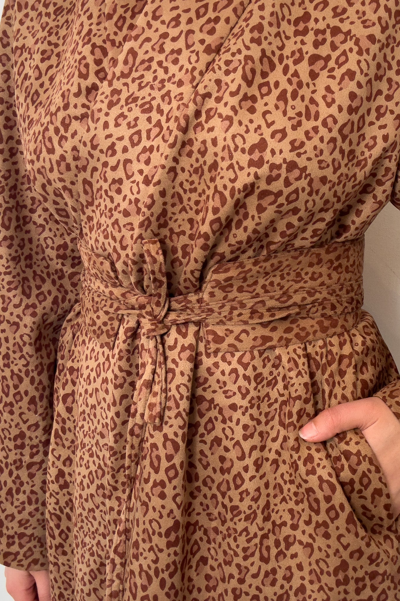 Leopard Suede Mid Length Robe