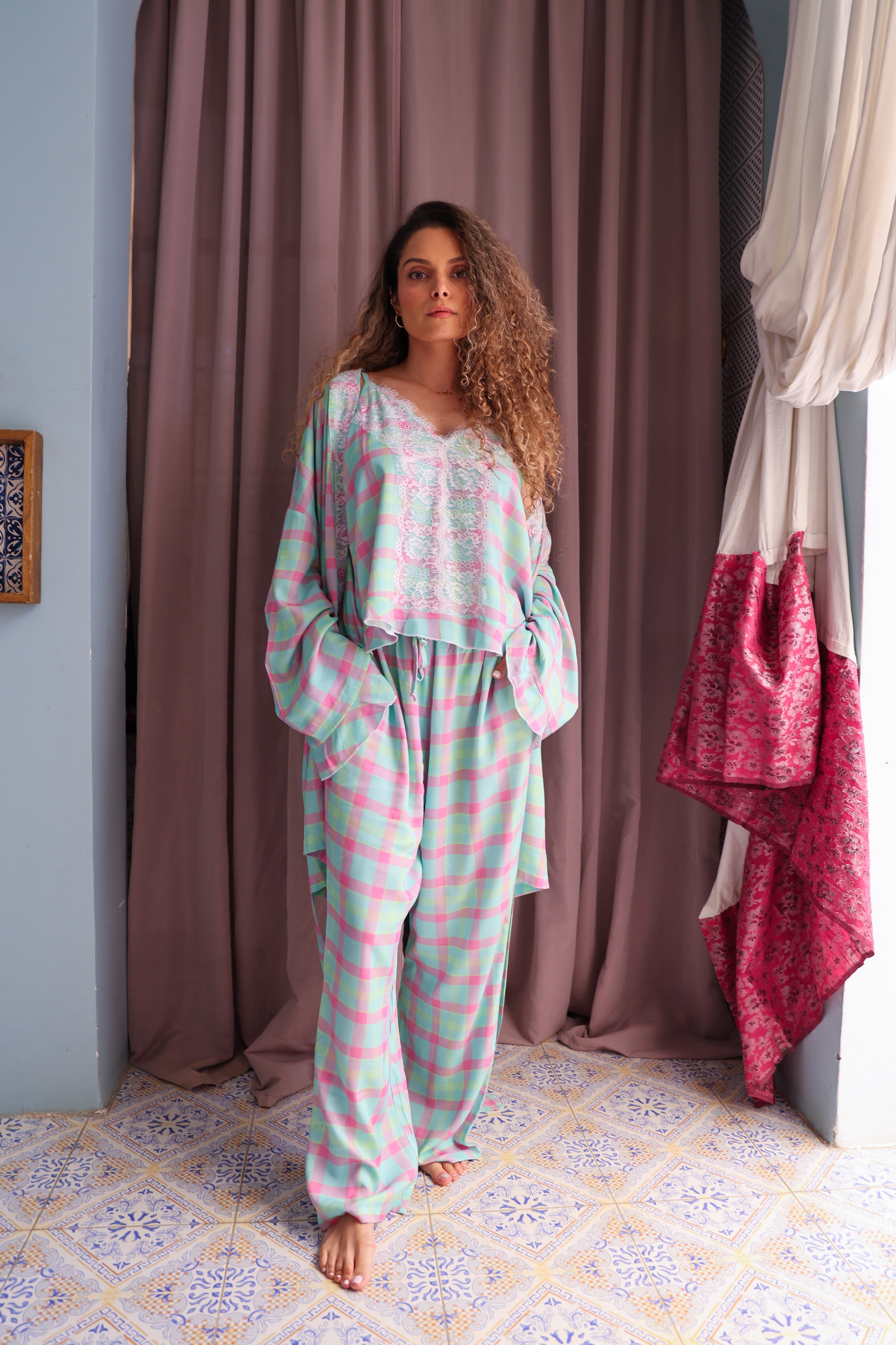 Lace & Check Duo Robe – Hot Mess