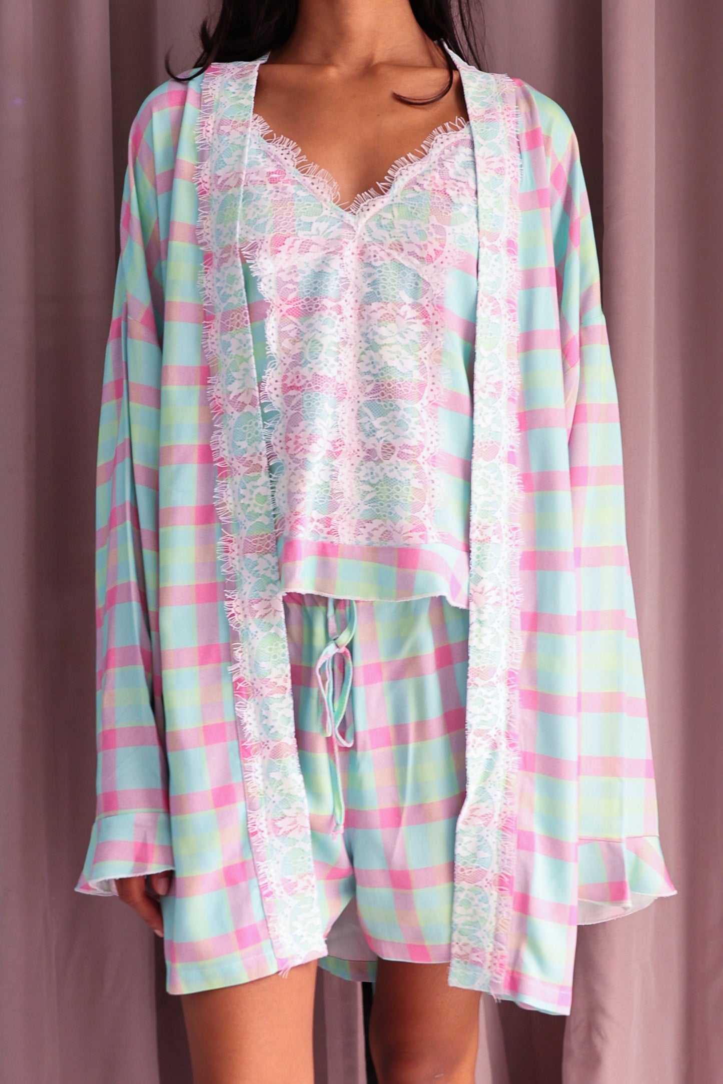 Lace & Check Duo Robe
