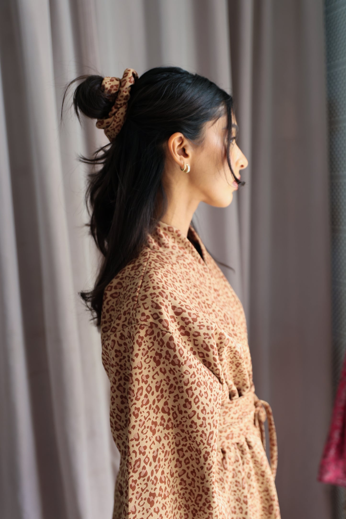 Leopard Suede Mid Length Robe