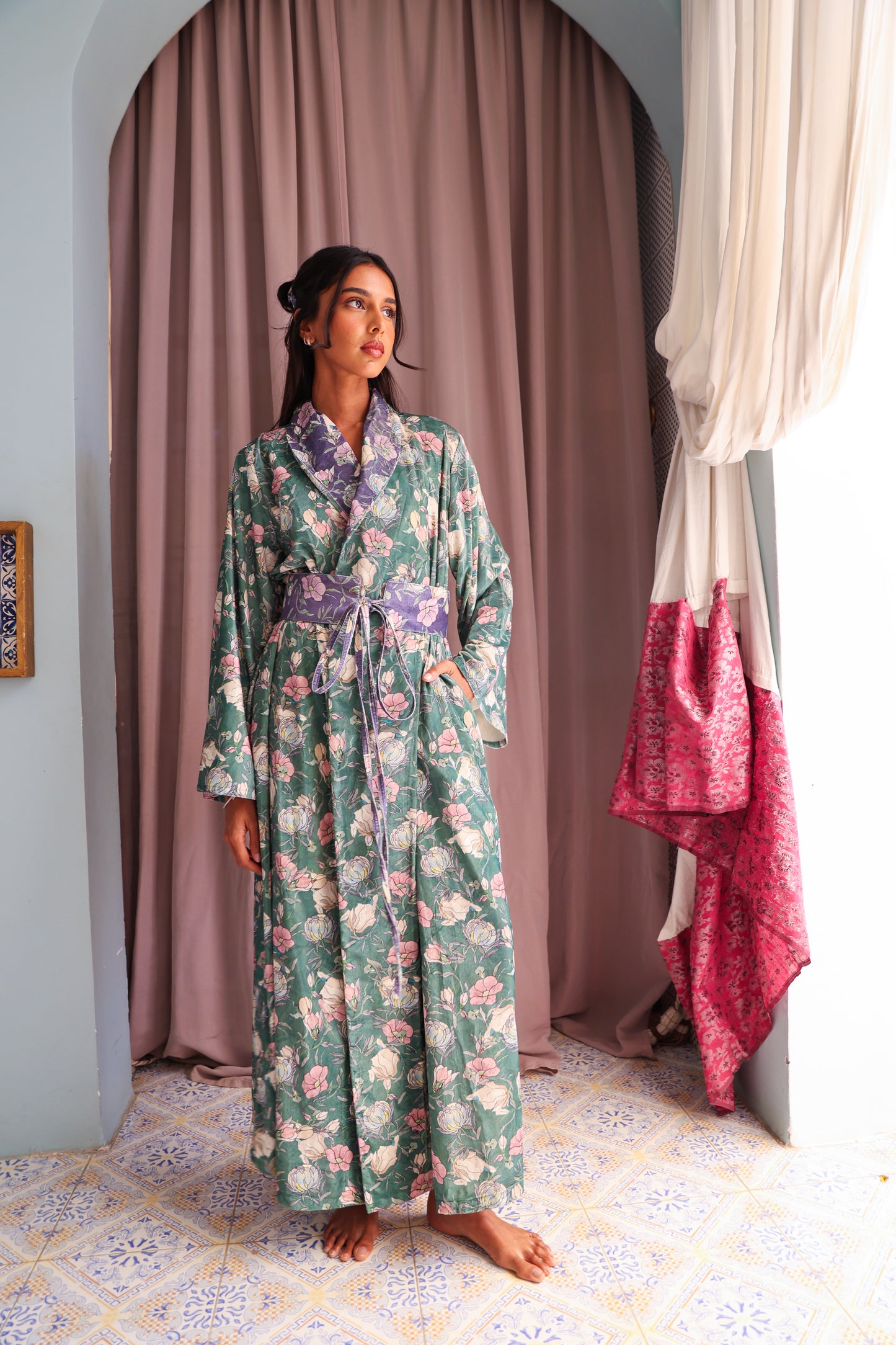 Floral Velvet Maxi Robe