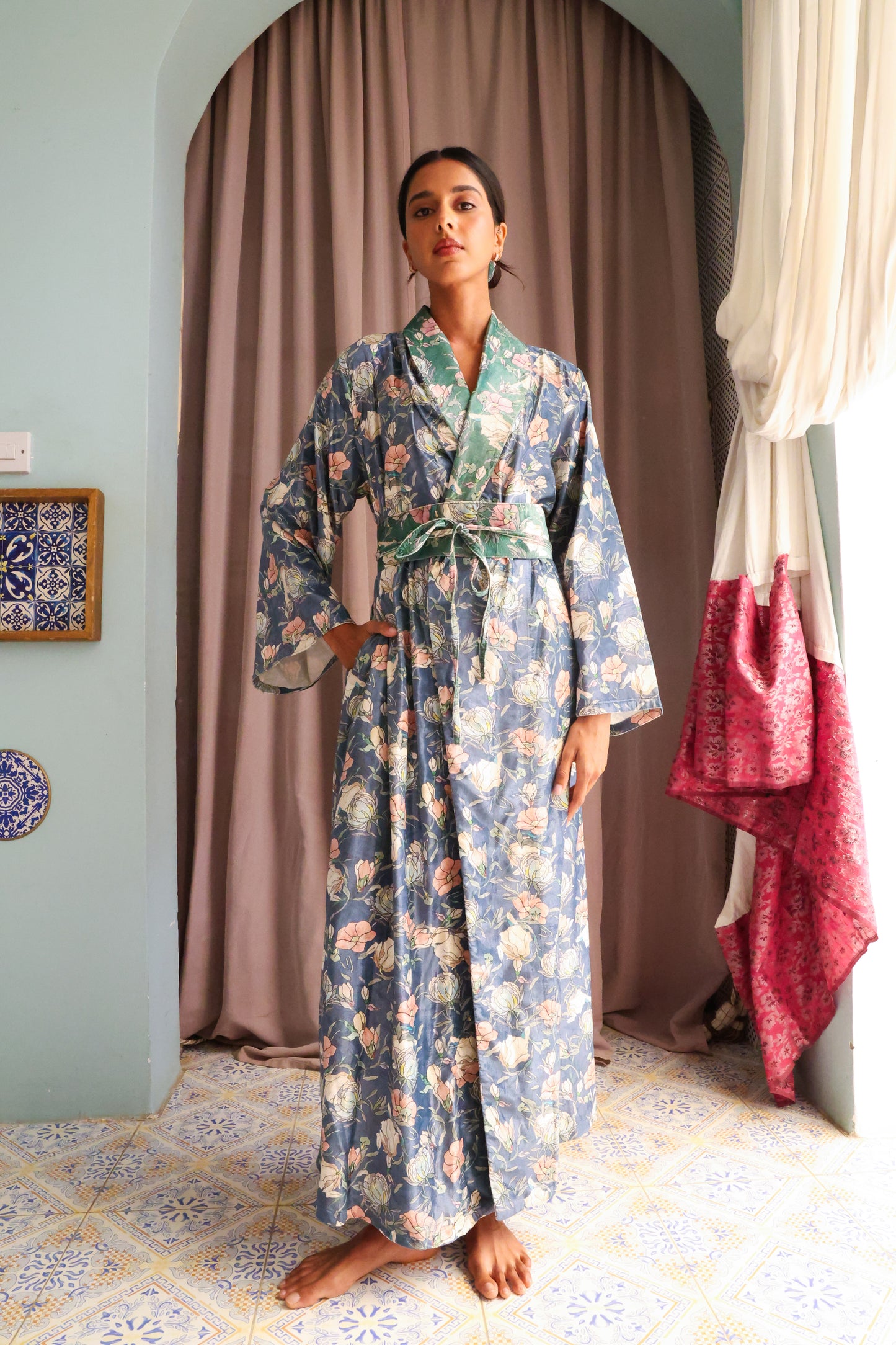 Floral Velvet Maxi Robe
