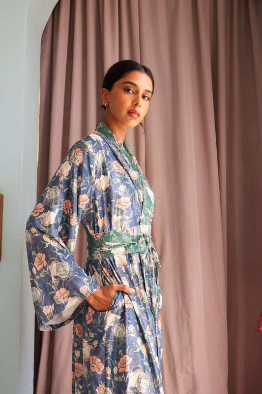Floral Velvet Maxi Robe